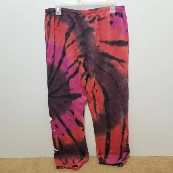 Victoria's Secret PINK sweatpants Large Supernova Tie Dye script logo colorful - Picture 2 of 15